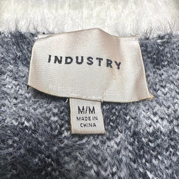 Industry | Women | Black White Checkered Fluffy Knit Button Up Cardigan | Medium - Picture 6 of 12